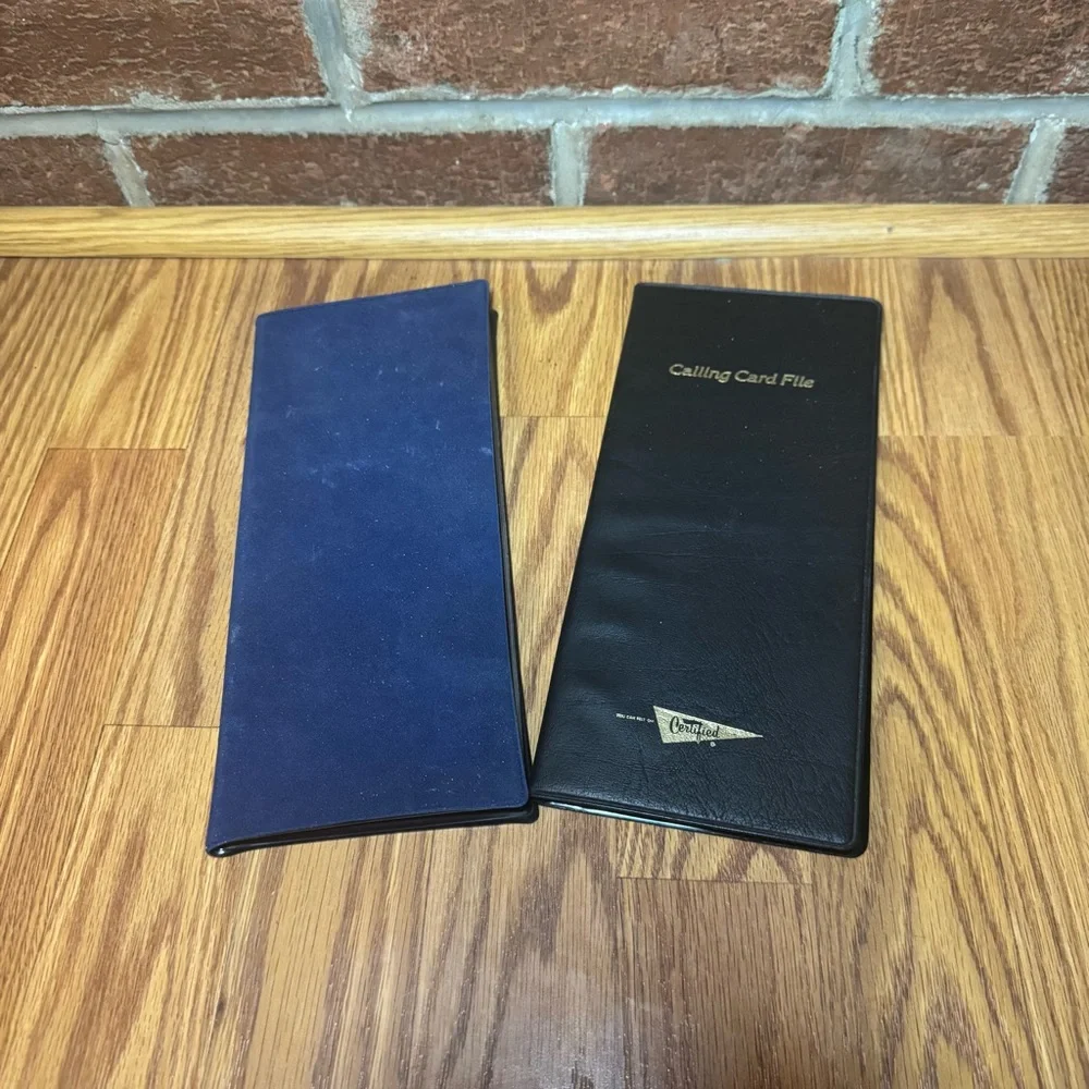 2 VTG Calling Card Holders with Vintage Printed Cards Ephemera Lot Junk Drawer